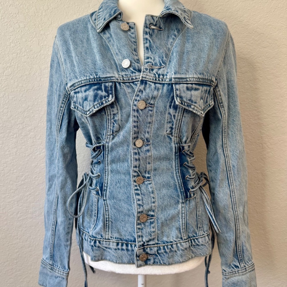 NWT Anthropologie Aureta Studio Lana Denim Corset Jacket Women's Size XS E - Picture 2 of 13